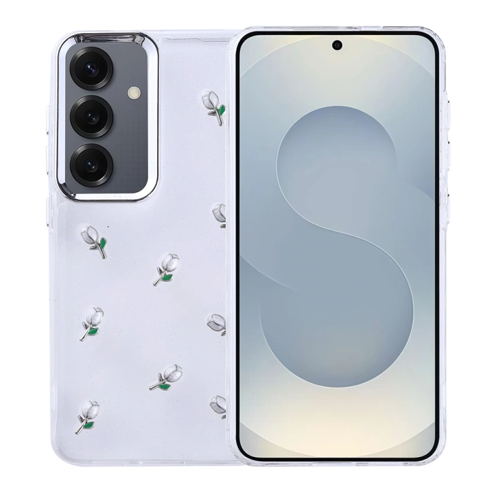 Galaxy S25 Kılıf Airbag Tasarımlı Simli Şeffaf Redclick Kutup Kapak