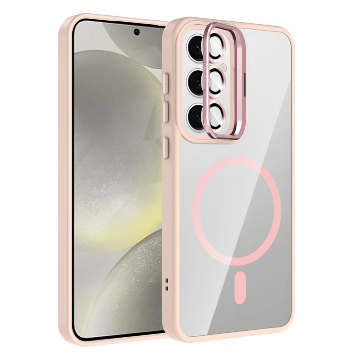 Galaxy S25 Kılıf Standlı ve Kamera Lens Hediyeli M-Safe Şarj Özellikli Redclick Etro Kapak