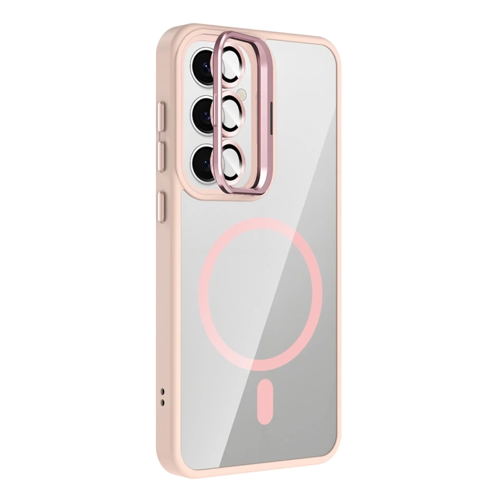 Galaxy S25 Kılıf Standlı ve Kamera Lens Hediyeli M-Safe Şarj Özellikli Redclick Etro Kapak