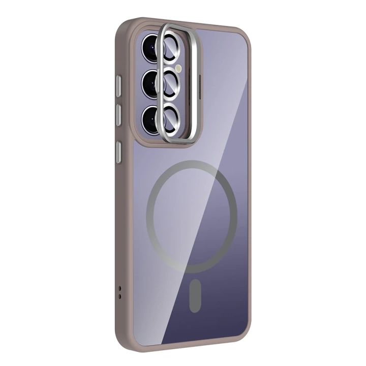 Galaxy S25 Plus Kılıf Standlı ve Kamera Lens Hediyeli M-Safe Şarj Özellikli Redclick Etro Kapak