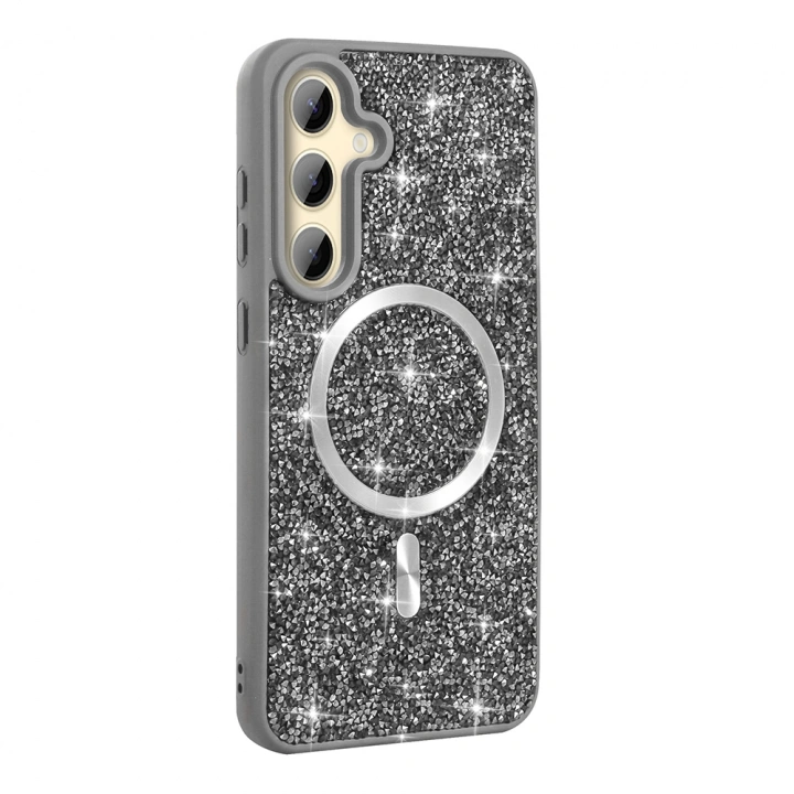 Galaxy S26 Kılıf Pırlanta Tasarımlı M-safe Şarj Özellikli Redclick Mozaik Silikon Kapak