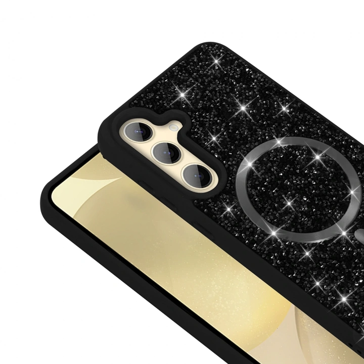 Galaxy S26 Plus Kılıf Pırlanta Tasarımlı M-safe Şarj Özellikli Redclick Mozaik Silikon Kapak