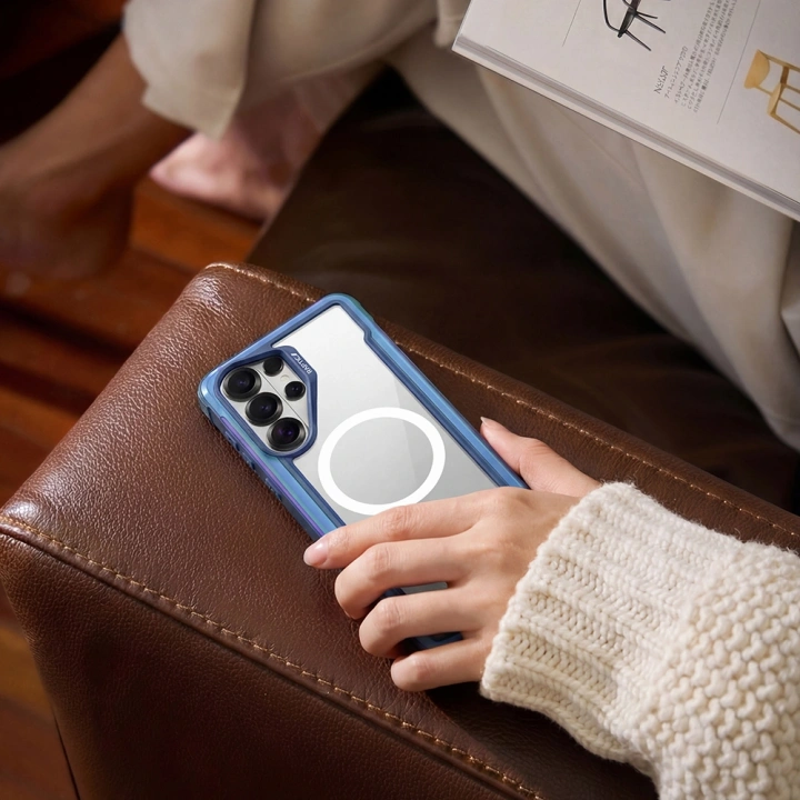 Galaxy S26 Ultra Kılıf M-safe Şarj Özellikli Airbagli Raptic Shield Serisi Şeffaf Arka Yüzey Kapak