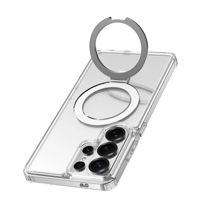 Galaxy S26 Ultra Kılıf M-safe Şarj Özellikli Raptic Air Stand Serisi Buzlu Transparan Tasarımlı Standlı Kapak