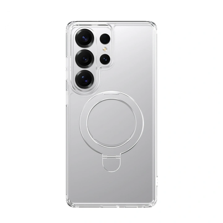 Galaxy S26 Ultra Kılıf M-safe Şarj Özellikli Raptic Air Stand Serisi Buzlu Transparan Tasarımlı Standlı Kapak