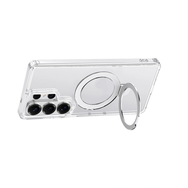 Galaxy S26 Ultra Kılıf M-safe Şarj Özellikli Raptic Air Stand Serisi Buzlu Transparan Tasarımlı Standlı Kapak