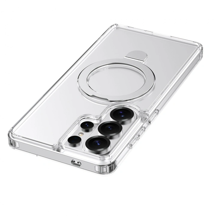 Galaxy S26 Ultra Kılıf M-safe Şarj Özellikli Raptic Air Stand Serisi Buzlu Transparan Tasarımlı Standlı Kapak