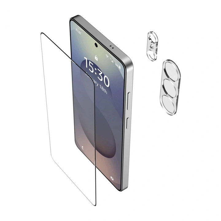 Galaxy S26 Ultra Raptic 2in1 Bundle Kit Parmak İzi BırakmayanTemperli Ekran Koruyucu + Lens Koruyucu Set