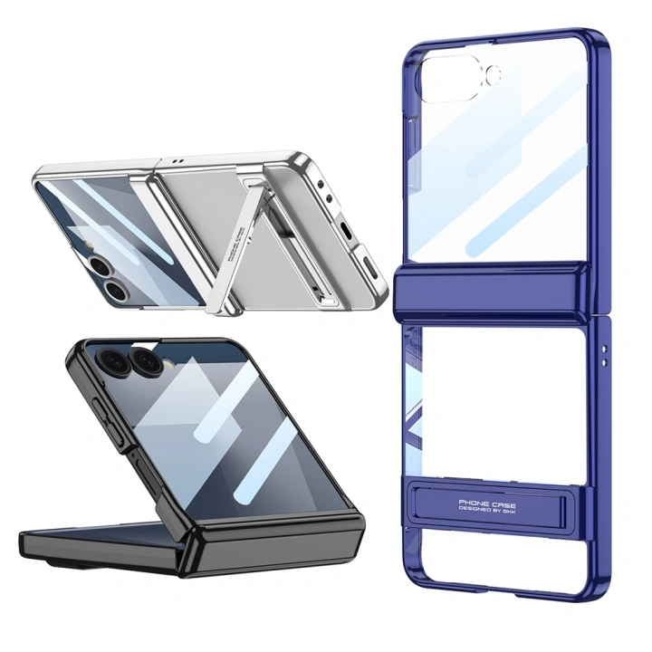 Galaxy Z Flip 7 Kılıf Kamera Korumalı Şeffaf Tasarımlı Redclick Lego Standlı Kapak