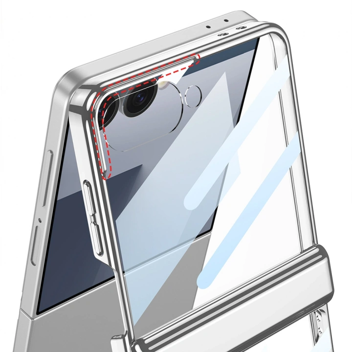 Galaxy Z Flip 7 Kılıf Kamera Korumalı Şeffaf Tasarımlı Redclick Lego Standlı Kapak