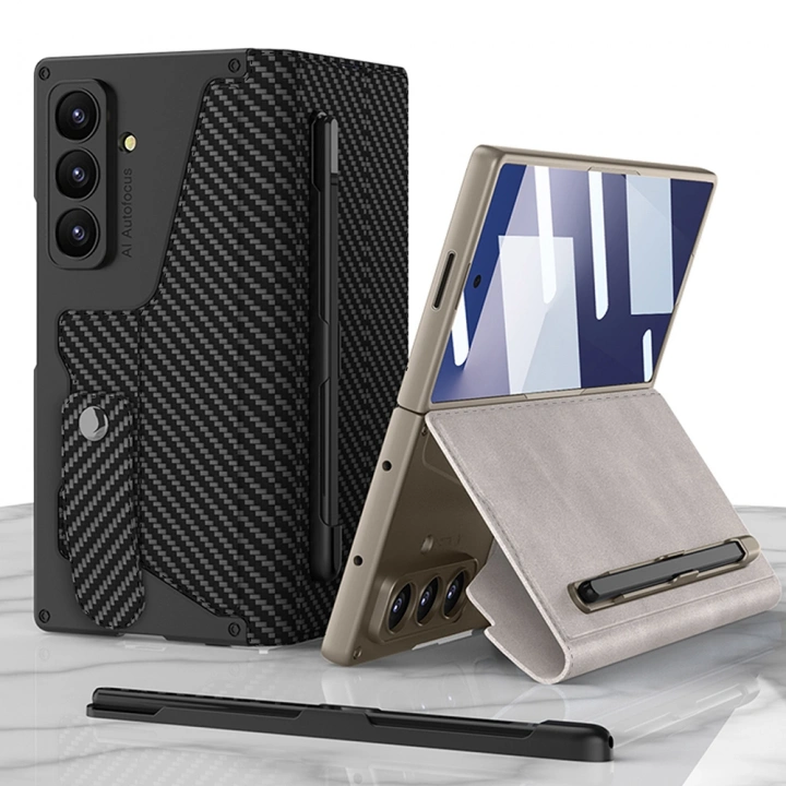 Galaxy Z Fold 7 Kılıf Kamera Korumalı Kadife Tasarımlı Redclick Kıpta Kalem Bölmeli Fest Kapak