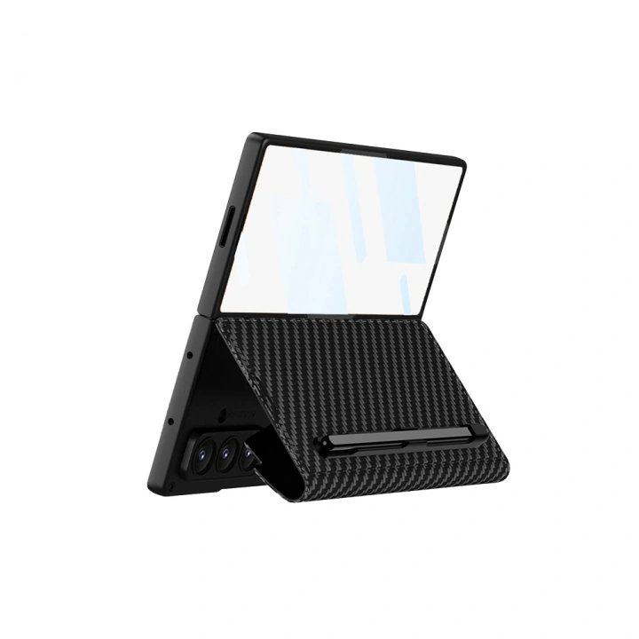 Galaxy Z Fold 7 Kılıf Kamera Korumalı Karbon Tasarımlı Redclick Kıpta Kalem Bölmeli Fest Kapak