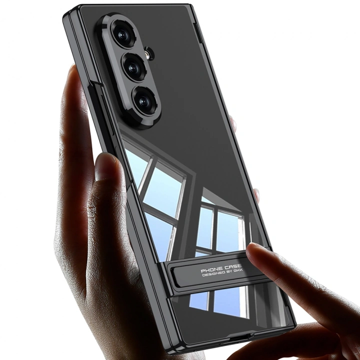 Galaxy Z Fold 7 Kılıf Kamera Korumalı Şeffaf Tasarımlı Redclick Lego Standlı Kapak