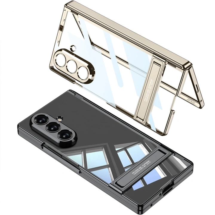 Galaxy Z Fold 7 Kılıf Kamera Korumalı Şeffaf Tasarımlı Redclick Lego Standlı Kapak