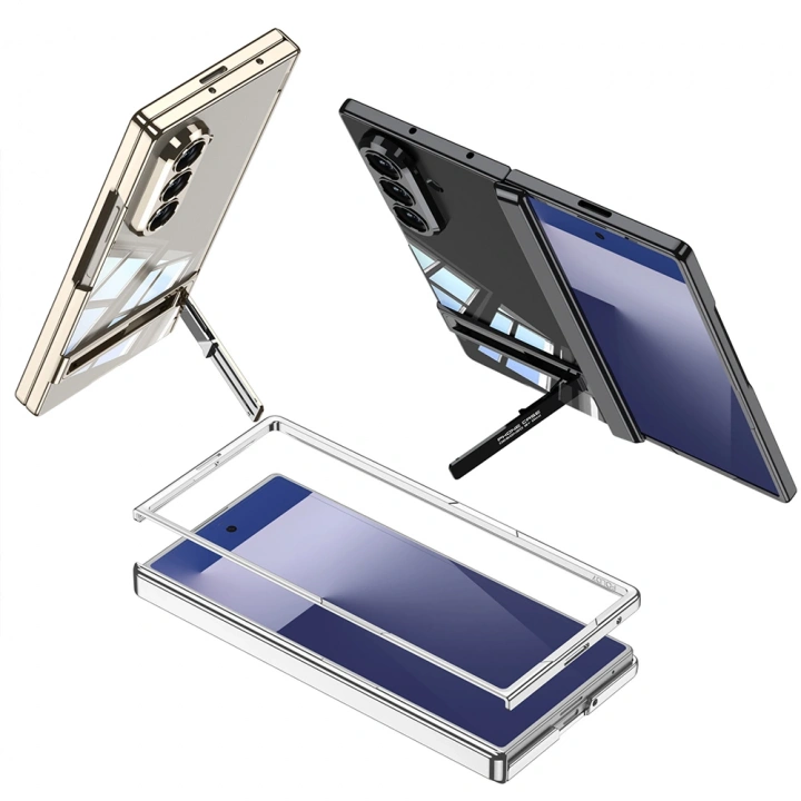 Galaxy Z Fold 7 Kılıf Kamera Korumalı Şeffaf Tasarımlı Redclick Lego Standlı Kapak