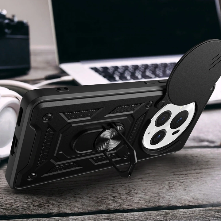Honor Magic 6 Pro Kılıf Magnetik Standlı Kamera Korumalı Redclick Sürgülü Vega Kapak