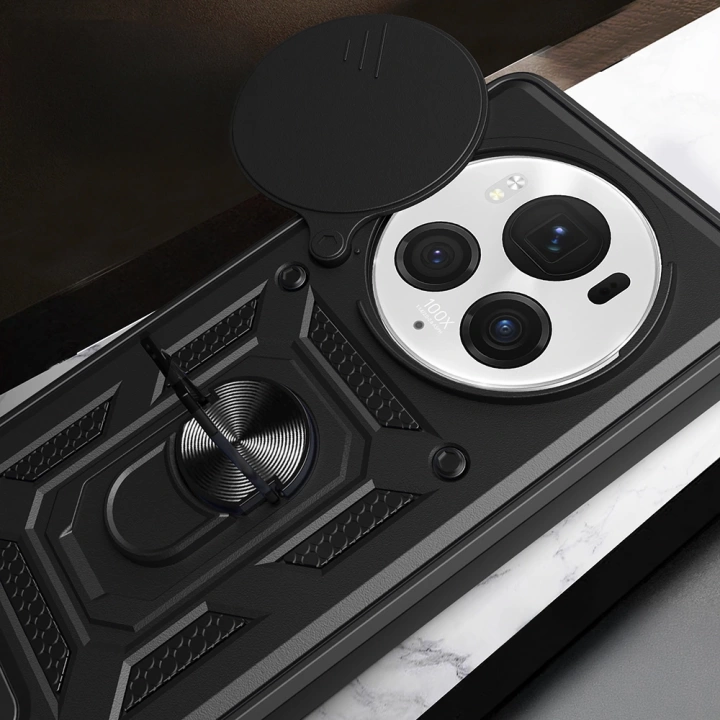 Honor Magic 6 Pro Kılıf Magnetik Standlı Kamera Korumalı Redclick Sürgülü Vega Kapak
