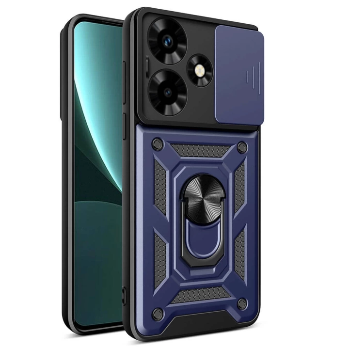İnfinix Hot 30 Kılıf Magnetik Standlı Kamera Korumalı Redclick Sürgülü Vega Kapak