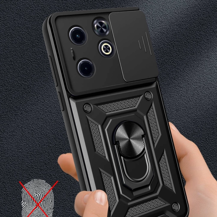 İnfinix Hot 40i Kılıf Magnetik Standlı Kamera Korumalı Redclick Sürgülü Vega Kapak