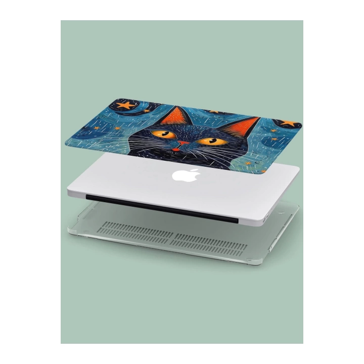 Macbook Pro (M1-M2) Kılıf 13.3 Inç A2338-a2289 Kılıf Macvista 01 Ön Arka Kapak Koruma Mavi Kedi
