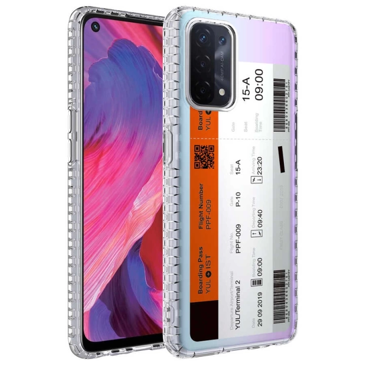 Oppo A74 4g Kılıf Airbag Kenarlı Renkli Desenli Silikon Redclick Elegans Kapak