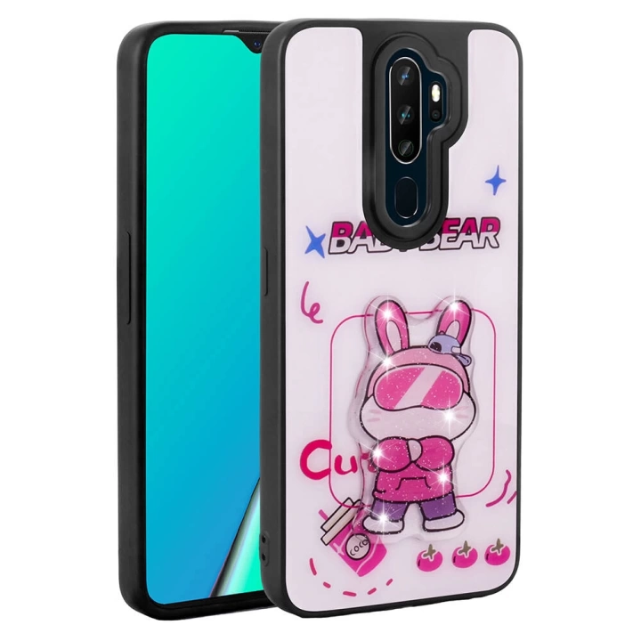 Oppo A9 2020 Kılıf Parlayan Kabartmalı İkonik Figürlü Redclick Amas Silikon Kapak