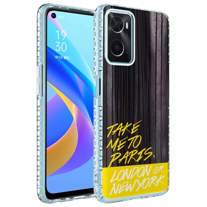 Oppo A96 4g Kılıf Airbag Kenarlı Renkli Desenli Silikon Redclick Elegans Kapak