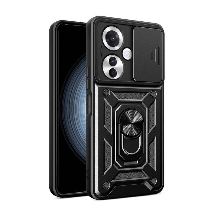 Oppo Reno 11F 5G Kılıf Magnetik Standlı Kamera Korumalı Redclick Sürgülü Vega Kapak