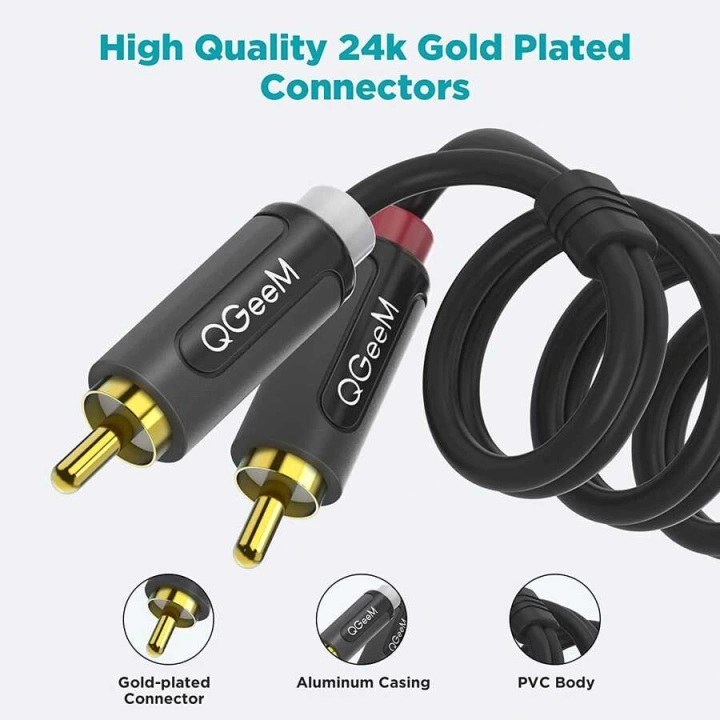 Qgeem Qg-au12 Dual Rca Aux Audio Kablo 3.05m