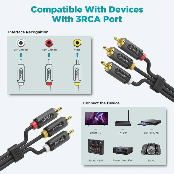 Qgeem Qg-au13 Rca Aux Audio Kablo 1.83m