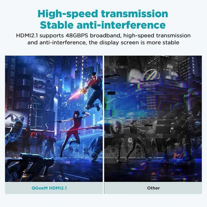 Qgeem Qg-av17 Görüntü Ve Ses Aktarıcı Hdmı Kablo 2.1 Versiyon 8k Hd Kalite 48gbps 0.91 Metre