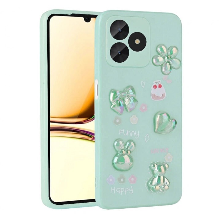 Realme C53 Kılıf Kabartma Figürlü Parlak Redclick Toys Silikon Kapak