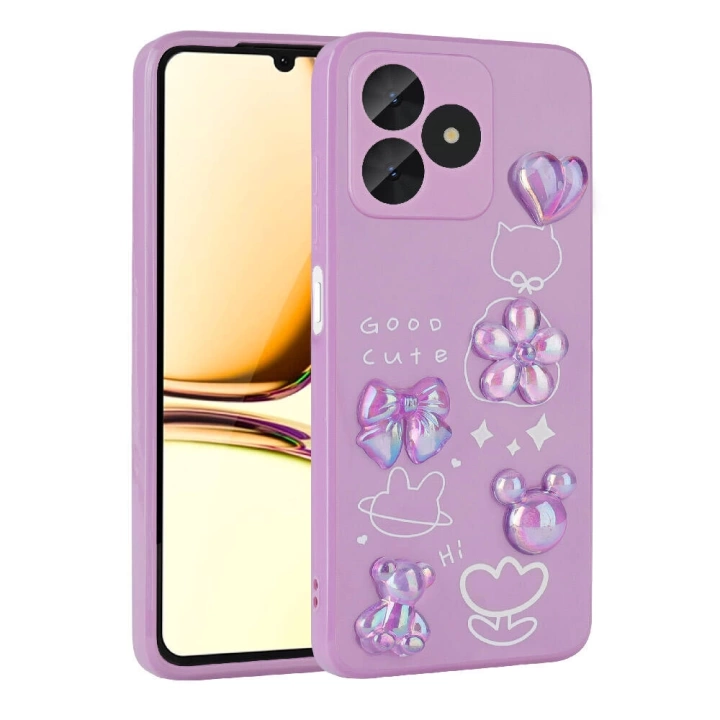 Realme C53 Kılıf Kabartma Figürlü Parlak Redclick Toys Silikon Kapak