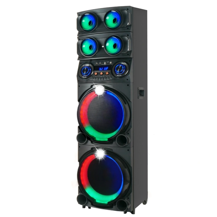 Redclick GD-2126 Dijital LED Göstergeli FM Radyolu Mikrofonlu RGB TWS Çift 12 inç Stereo Bass Kablosuz Karaoke Hoparlör