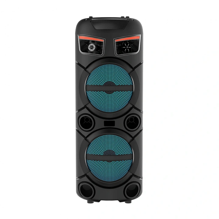 Redclick GD-2809 Dijital LED Göstergeli FM Radyolu Mikrofonlu RGB TWS Çift 8 inç Stereo Bass Kablosuz Karaoke Hoparlör