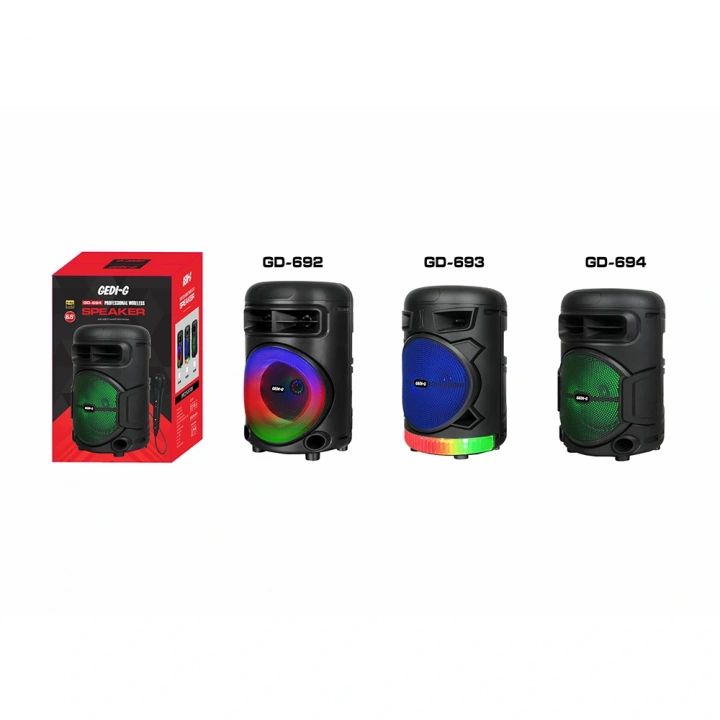 Redclick GD-692 FM Radyolu Mikrofonlu RGB TWS 6.5 inç Stereo Bass Kablosuz Karaoke Hoparlör