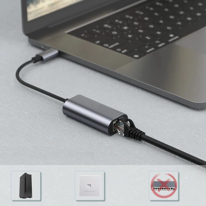 Redclick QG03 USB-A to RJ45 USB3.0 Ethernet Dönüştürücü Kablo 1000Mbps 22cm