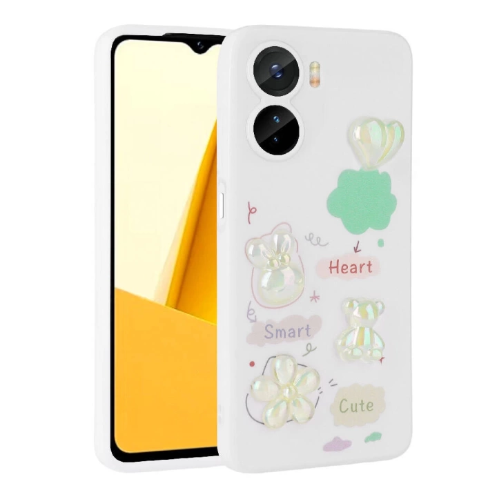 Vivo Y16 Kılıf Kabartma Figürlü Parlak Redclick Toys Silikon Kapak