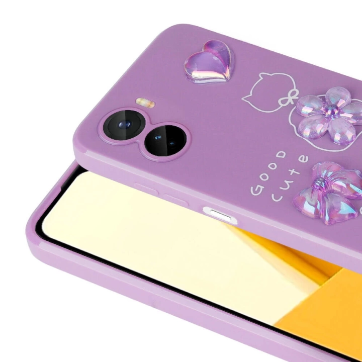 Vivo Y16 Kılıf Kabartma Figürlü Parlak Redclick Toys Silikon Kapak