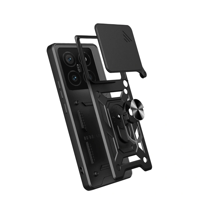 Xiaomi 14T Pro Kılıf Magnetik Standlı Kamera Korumalı Redclick Sürgülü Vega Kapak