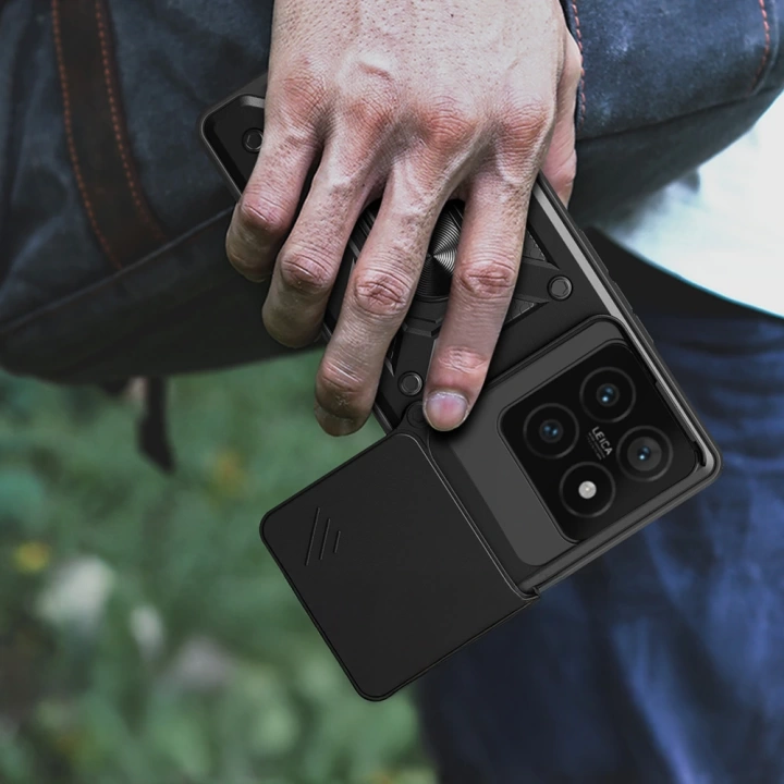 Xiaomi 14T Pro Kılıf Magnetik Standlı Kamera Korumalı Redclick Sürgülü Vega Kapak