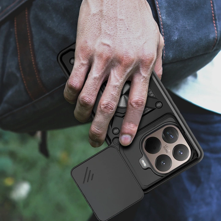 Xiaomi 15T Pro Kılıf Magnetik Standlı Kamera Korumalı Redclick Sürgülü Vega Kapak