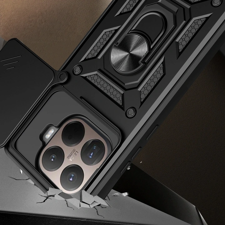 Xiaomi 15T Pro Kılıf Magnetik Standlı Kamera Korumalı Redclick Sürgülü Vega Kapak