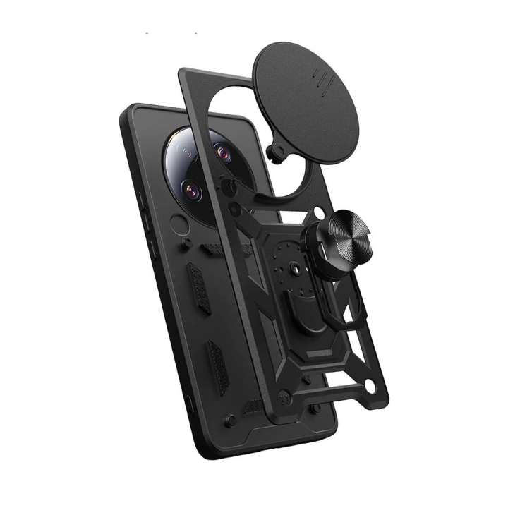 Xiaomi Mi 13 Ultra Kılıf Magnetik Standlı Kamera Korumalı Redclick Sürgülü Vega Kapak