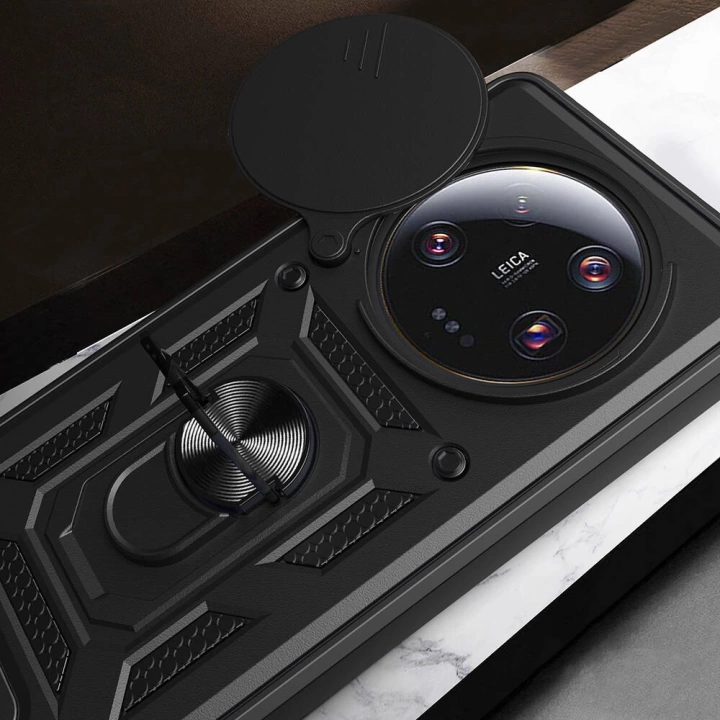 Xiaomi Mi 13 Ultra Kılıf Magnetik Standlı Kamera Korumalı Redclick Sürgülü Vega Kapak