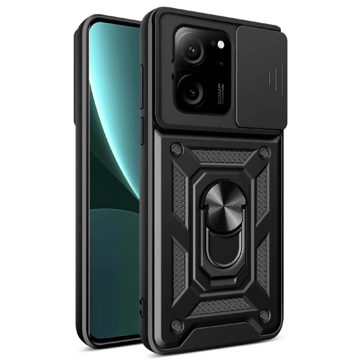 Xiaomi Mi 13T Kılıf Magnetik Standlı Kamera Korumalı Redclick Sürgülü Vega Kapak