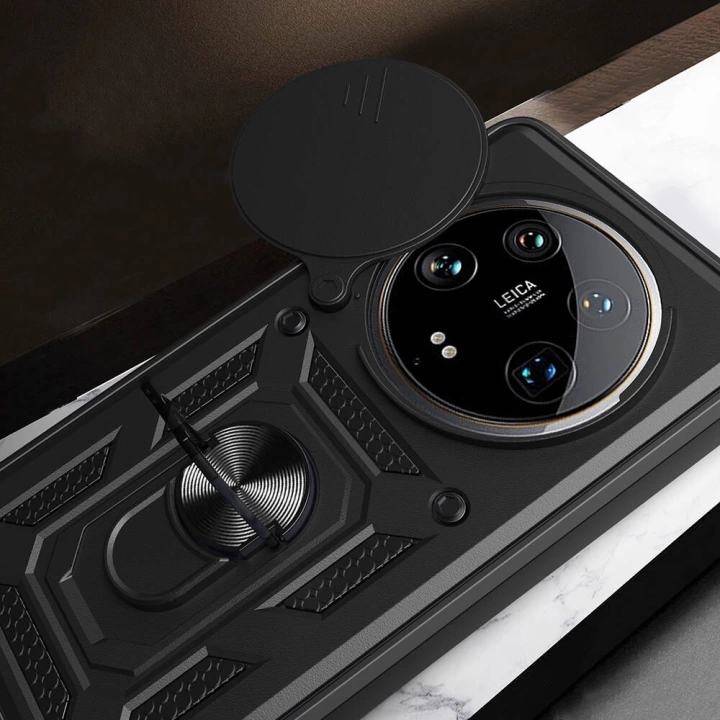 Xiaomi Mi 14 Ultra Kılıf Magnetik Standlı Kamera Korumalı Redclick Sürgülü Vega Kapak