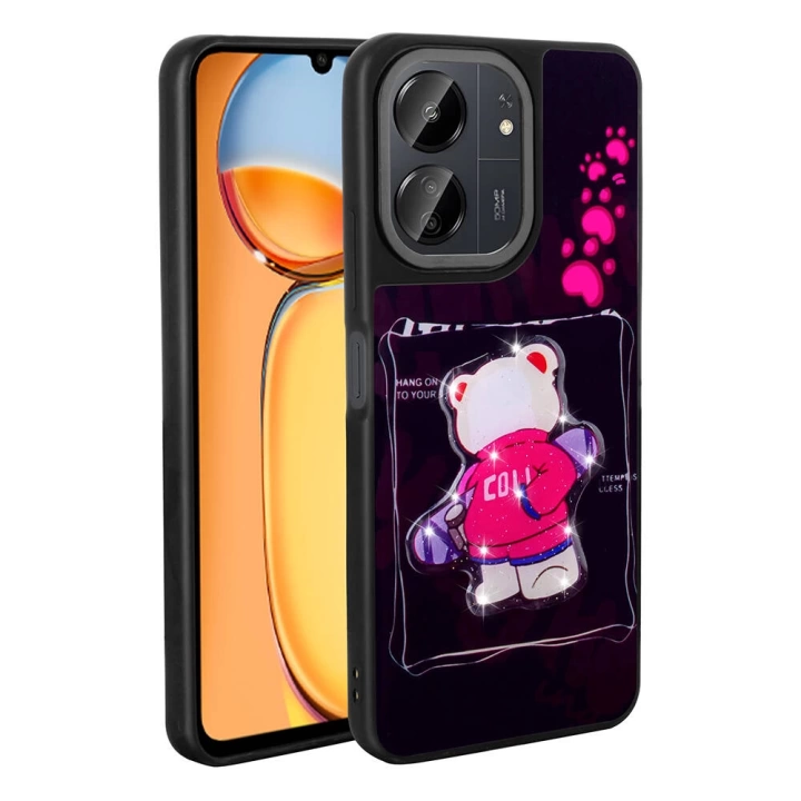 Xiaomi Poco C65 Kılıf Parlayan Kabartmalı İkonik Figürlü Redclick Amas Silikon Kapak
