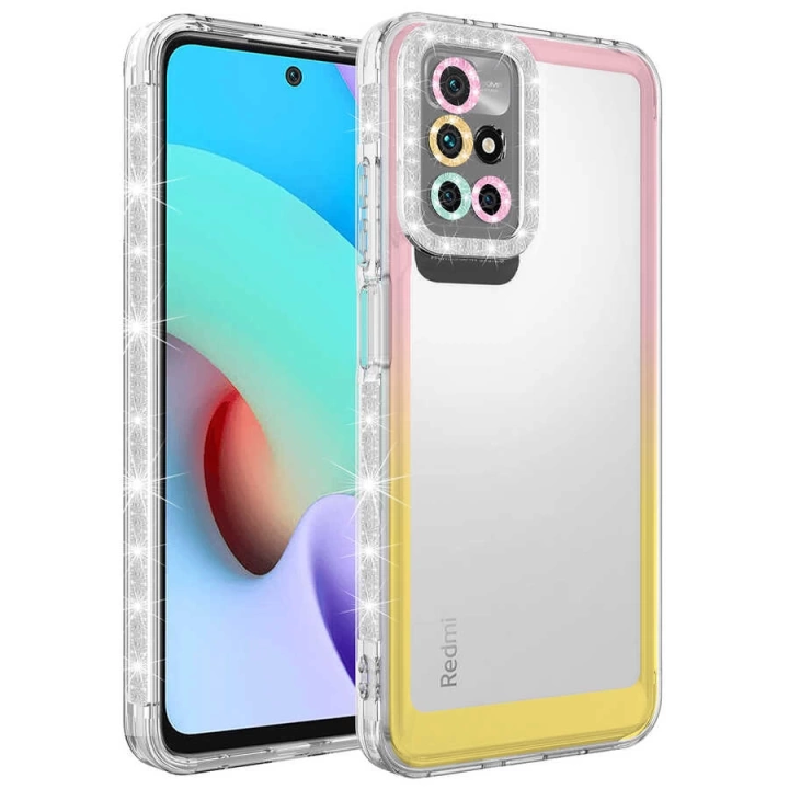 Xiaomi Redmi 10 Kılıf Simli Ve Renk Geçiş Tasarımlı Lens Korumalı Redclick Park Kapak