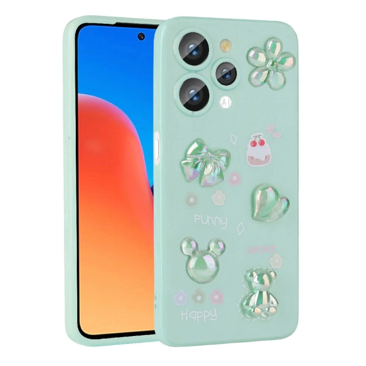 Xiaomi Redmi 12 4G Kılıf Kabartma Figürlü Parlak Redclick Toys Silikon Kapak